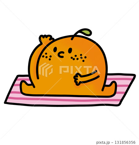 illustration of cartoon orange man exercise 131856356