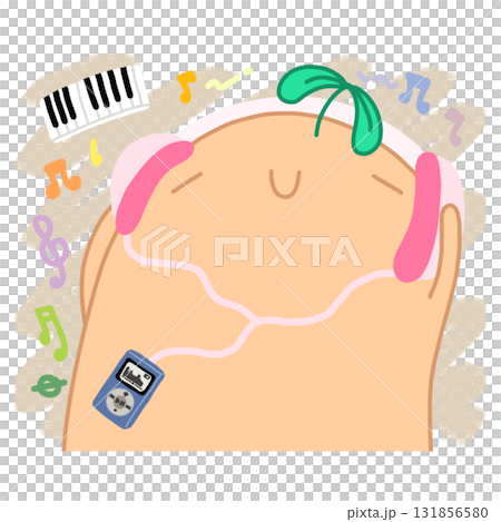 illustration of white radish cartoon listening to music illustration of white radish cartoon listening to music 131856580