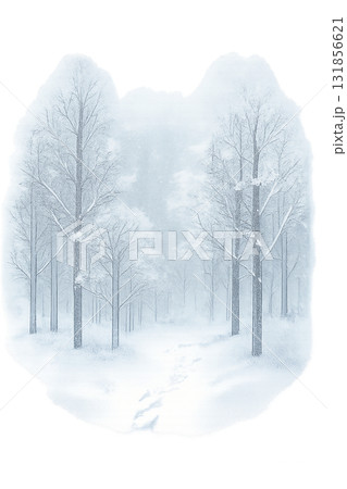 雪に包まれた静かな森と動物の足跡 — A Silent Snowy Forest with Anim 131856621