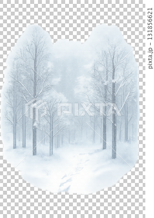 雪に包まれた静かな森と動物の足跡 — A Silent Snowy Forest with Anim 131856621