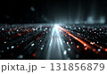 modern and abstract high tech background featuring glowing particles and light trails in red and blue tones, creating dynamic and captivating visual effect 131856879