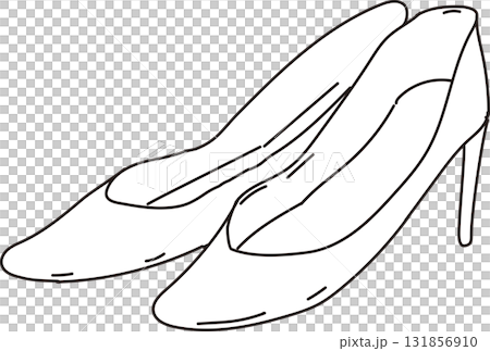 高跟鞋_黑白線條畫插圖 131856910