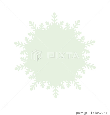 ナチュラルなレース風フレーム枠イラスト素材　モスグリーン緑色　雪の結晶イメージ　ベクターpng透明 131857264