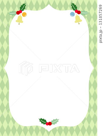クリスマス背景フレーム枠イラスト素材　オシャレかわいい縦コピースペース　チラシ　フライヤー　ベクター 131857269