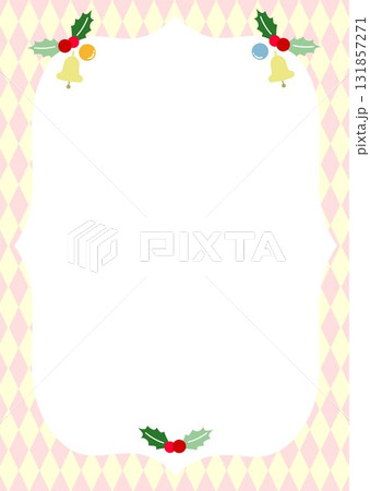 クリスマス背景フレーム枠イラスト素材　オシャレかわいい縦コピースペース　チラシ　フライヤー　ベクター 131857271