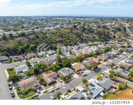 Aerial view of houses in Oceanside town in San Diego, California. USA Aerial view of houses in Oceanside town in San Diego, California. USA 131857454