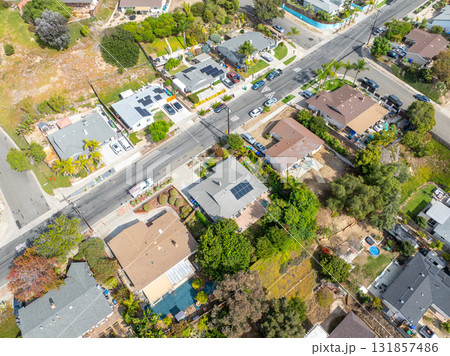 Aerial view of houses in Oceanside town in San Diego, California. USA Aerial view of houses in Oceanside town in San Diego, California. USA 131857486