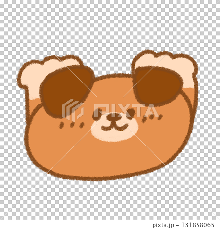 Illustration of a cute, relaxed dog with droopy ears doing a cheer 131858065