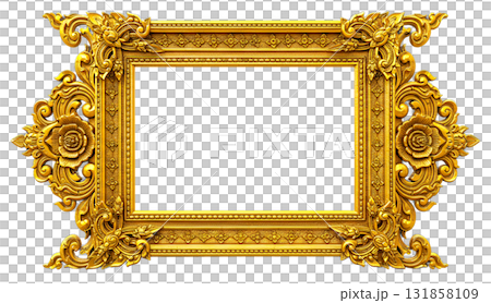 antique gold frame isolated on white background antique gold frame isolated on white background 131858109