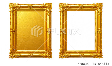 set of gold vintage frame on white background 131858113