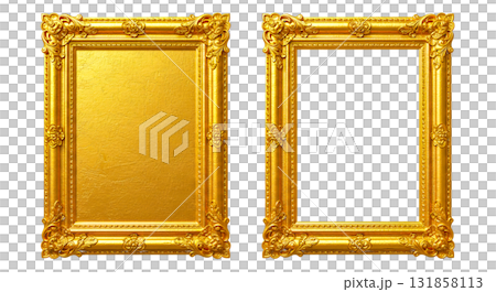 set of gold vintage frame on white background 131858113