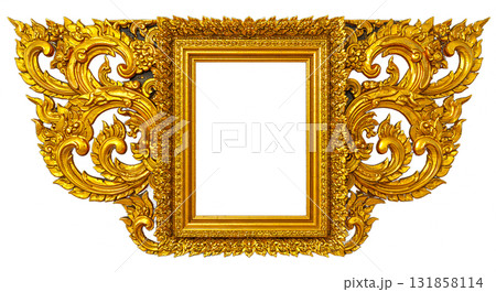 antique golden frame isolated on white 131858114
