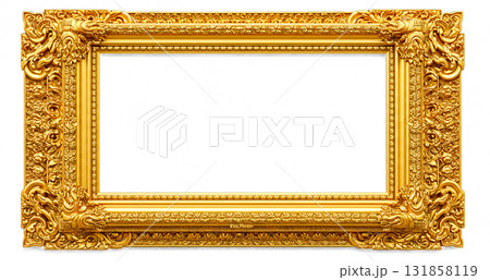 antique golden frame isolated on white background 131858119