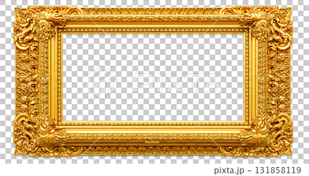 antique golden frame isolated on white background 131858119
