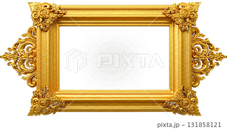 antique golden frame isolated on white 131858121