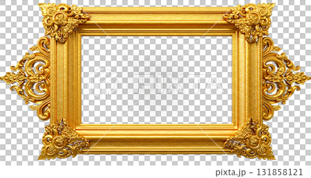 antique golden frame isolated on white 131858121