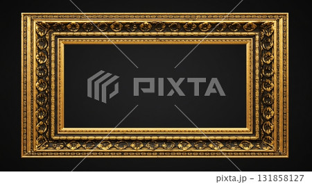 antique golden frame isolated on black background antique golden frame isolated on black background 131858127