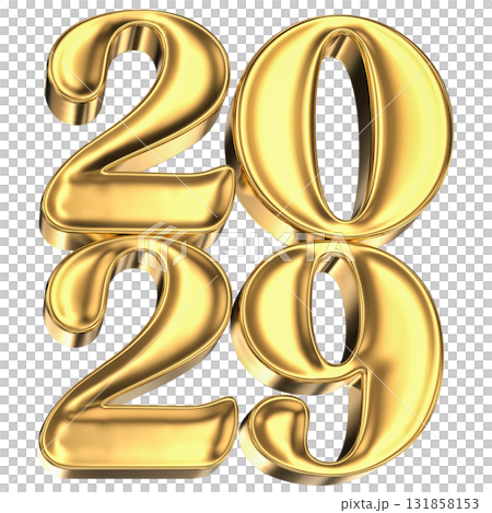Number 2029 gold 3D For New Year 2029 131858153