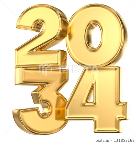 Number 2034 Gold 3D For New Year 2034 Number 2034 Gold 3D For New Year 2034 131858165