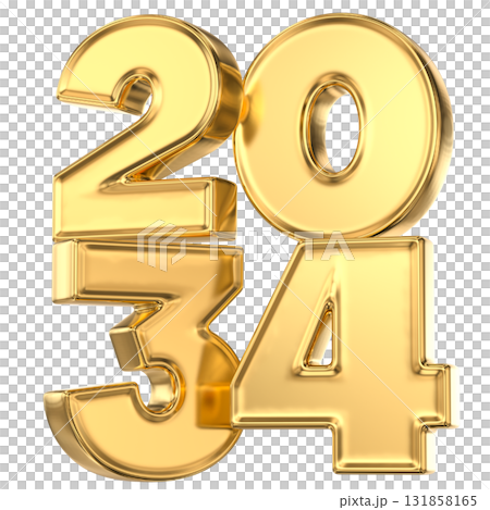 Number 2034 Gold 3D For New Year 2034 Number 2034 Gold 3D For New Year 2034 131858165