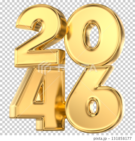 Number 2046 Gold 3D For New Year 2046のイラスト素材 [131858177] - PIXTA