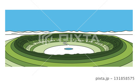 Cartoon Earth Crater Landscape with Pond and Snow Cartoon Earth Crater Landscape with Pond and Snow 131858575