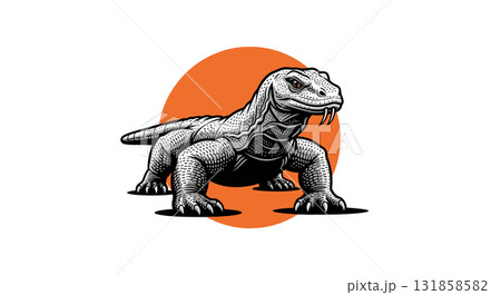 Komodo Dragon Illustration Isolated on White Background Komodo Dragon Illustration Isolated on White Background 131858582