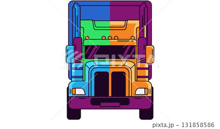 Colorful Semi Truck on White Background 131858586
