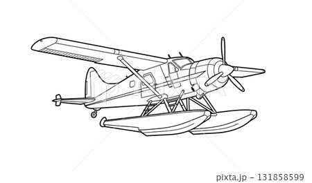 Beaver Floatplane Detailed Line Art Vector Image 131858599