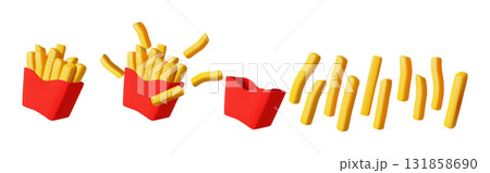 French Fries in Red Cartons Falling French Fries in Red Cartons Falling 131858690