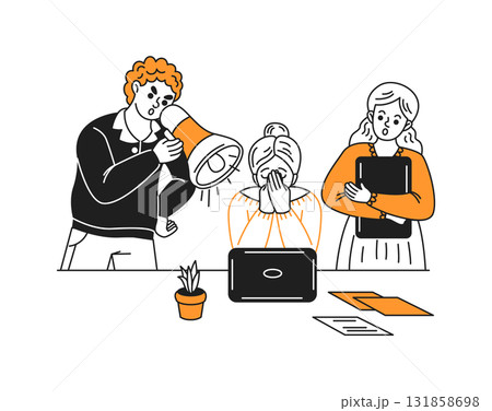 Office Conflict with Colleagues Around Desk 131858698