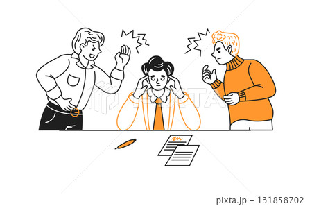 Illustration of Office Conflict and Stress Management 131858702