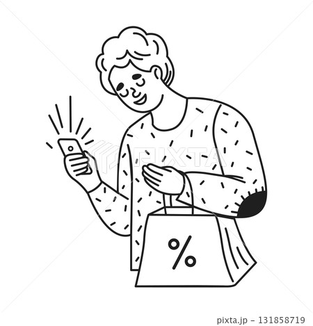 Person Enjoys Online Shopping on Smartphone 131858719