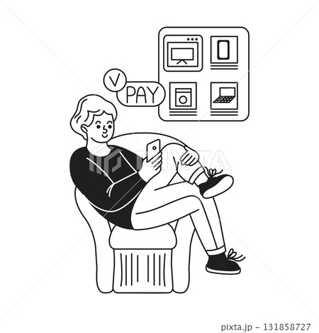 Person on Smartphone Shopping Online Illustration 131858727