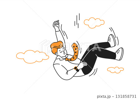 Businessman Falling Through Sky with Clouds 131858731