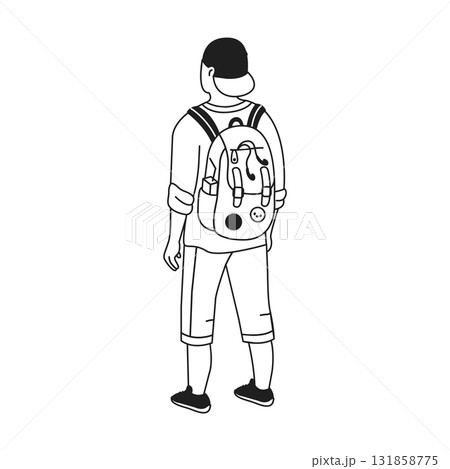 Minimalist illustration of person with backpack 131858775