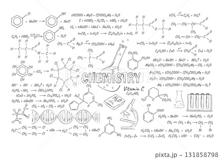 Handdrawn Chemistry Formulas and Equations Handdrawn Chemistry Formulas and Equations 131858798