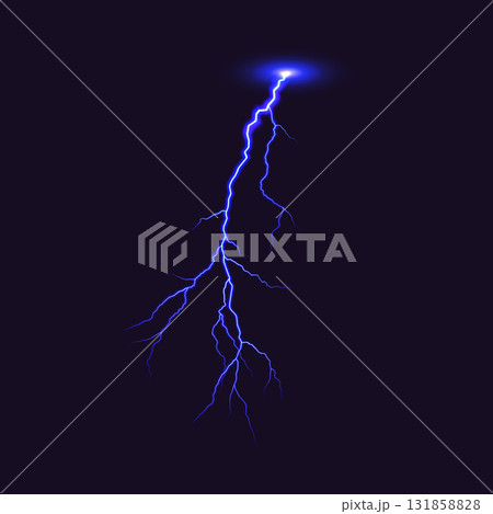 Electric Blue Lightning Bolt on Dark Background Electric Blue Lightning Bolt on Dark Background 131858828