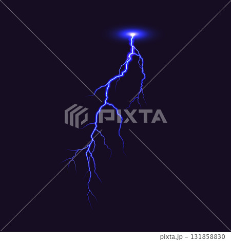 Electrifying Lightning Bolt in Dark Sky Illustration 131858830