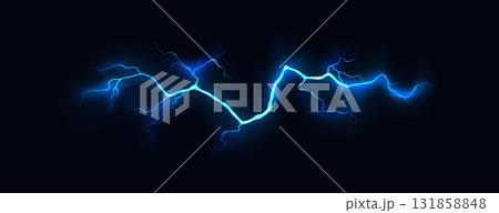 Bright Electric Lightning on Dark Background Bright Electric Lightning on Dark Background 131858848
