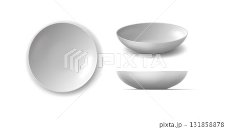 Realistic white bowl vector illustration set 131858878