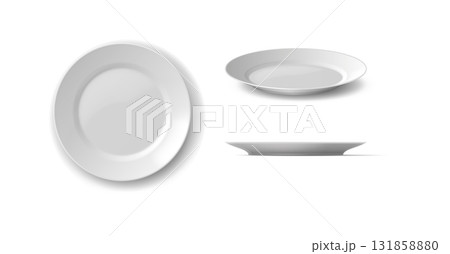 Realistic Empty White Plates Set Isolated on White 131858880