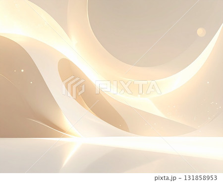 柔らかく光る抽象形状と流れる光のミニマルアート 131858953