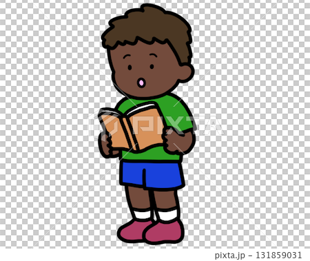 Black boy reading a book (standing) 131859031