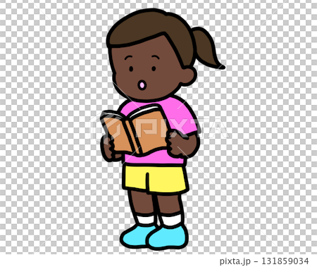 Black girl reading a book (standing) Black girl reading a book (standing) 131859034