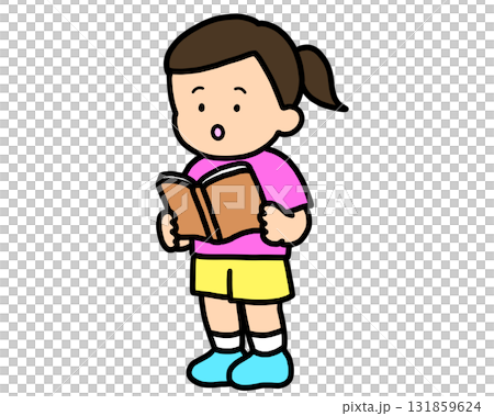 本を読む(立ち)アジア人の女の子 本を読む(立ち)アジア人の女の子 131859624