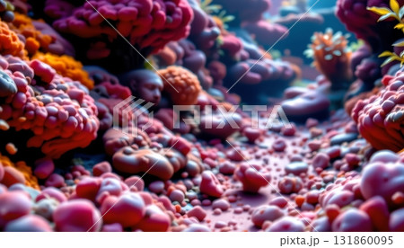 A large wall hanging that prominently features abstract  131860095