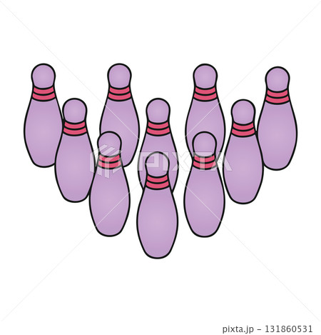 Set of Bowling Pins Violet Illustration Transparent Background Game Doodle Set of Bowling Pins Violet Illustration Transparent Background Game Doodle 131860531