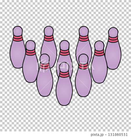 Set of Bowling Pins Violet Illustration Transparent Background Game Doodle Set of Bowling Pins Violet Illustration Transparent Background Game Doodle 131860531