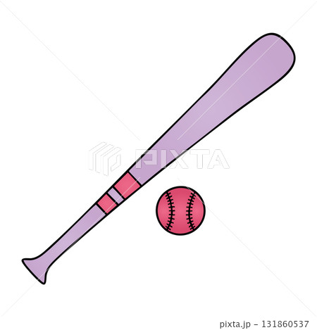 Baseball Bat and Ball Violet Illustration Transparent Background Sports Doodle Baseball Bat and Ball Violet Illustration Transparent Background Sports Doodle 131860537